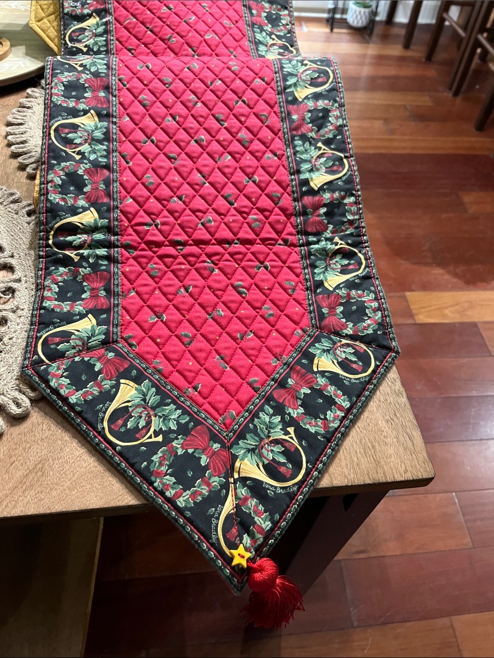 Vera Bradley Red and Black Quilted Holiday Table Runner